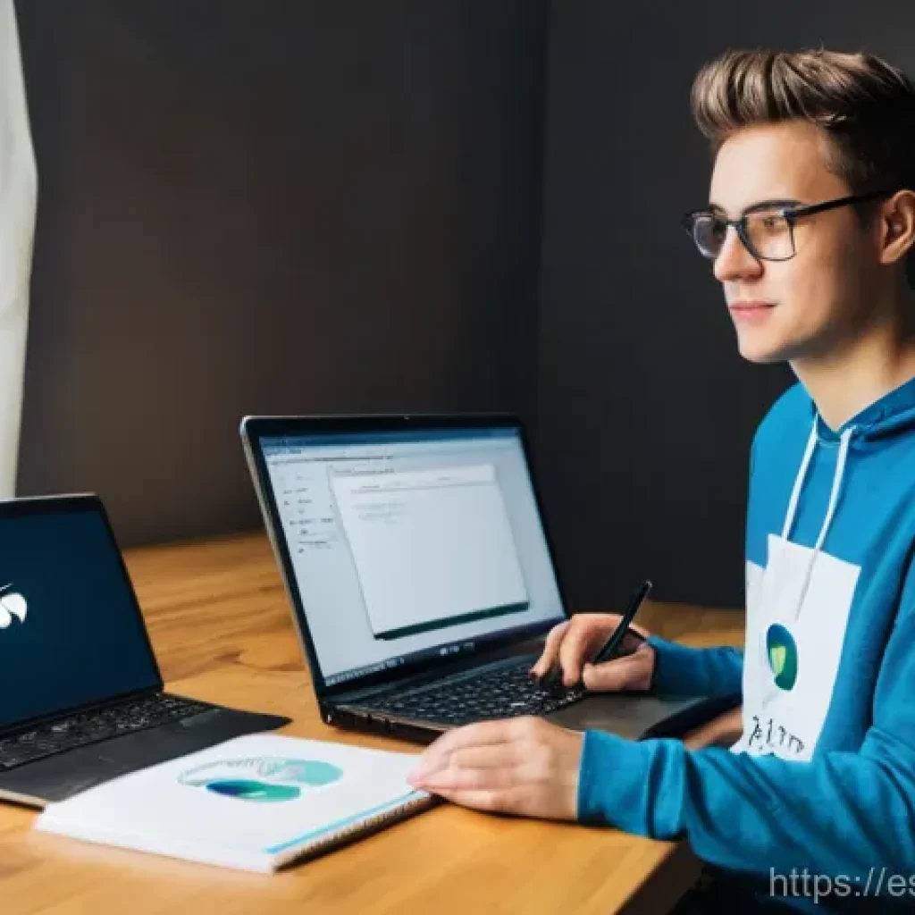 리눅스 자격증 취득을 위한 추천 학습 자료 - **"A young adult, perhaps in their early 20s, sits focused at a desk in a modern, well-lit home offi...