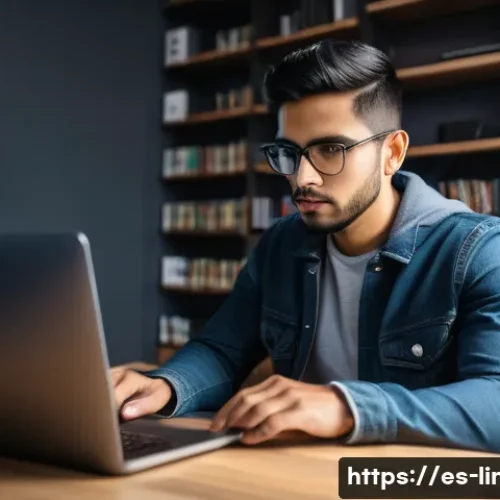 Home 32 리눅스 실기 시험에서 실수하지 않는 비결 - A focused young adult Hispanic man sitting at a desk in a modern home office, practicing Linux comma...
